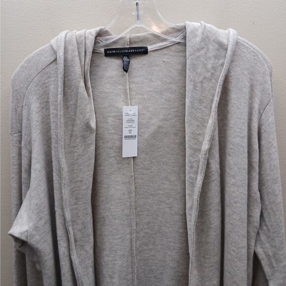 White House Black Market NWT Hooded Open Front Cardigan Warm Neutral Size XL - Picture 2 of 10